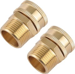 2 Pack Garden Hose Adapter,3/4″ NPT X 3/4″ GHT Connector with Dual Swivel, Br.