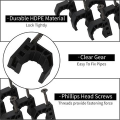 50 Pack 1/2″ Half Clamps J-Hook with Screws, PEX Clips J-Clamp for Tubing Pipe S