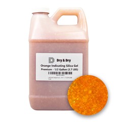 1/2 Gallon(3.7 LBS) “Dry&Dry”Premium Orange Indicating Silica Gel Desiccant Bead