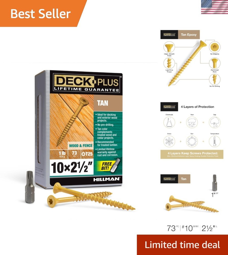 Rust Resistant Exterior Wood Screws 2-1/2″ – 73pcs Epoxy Coated with Torx Drive