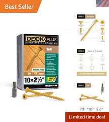 Rust Resistant Exterior Wood Screws 2-1/2″ – 73pcs Epoxy Coated with Torx Drive