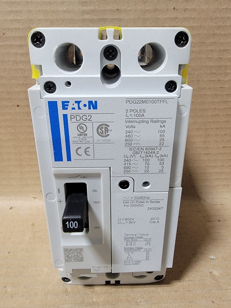 NEW EATON PDG2 PDG22M0100TFFL 2 POLE 100 AMP 600V CIRCUIT BREAKER NTO