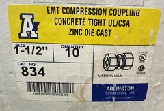 Arlington EMT 1-1/2″ Compression Couplings Cat No 834 (Box of 10) New