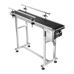 VEVOR Belt Conveyor PVC Stainless Steel Belt Conveyor 47″x7.8″ Double Guardrail