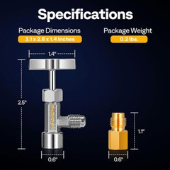R134a Self Sealing Can Tap Openerer w/ Tank Adapter for 1/4″ & 1/2″ AC Charging