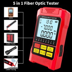 Rechargeable 5-in-1 Fiber Optic Cable Tester OPM VFL RJ45 SC/FC/ST LC