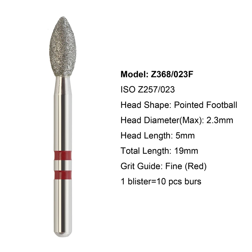 Dental Diamond Burs Zirconia Cutter FG Football Ball Round End Taper Cylinder
