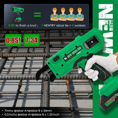 Cordless Rebar Tying Gun with 2x2000mAh Batteries, Automatic Rebar Tier Tool for