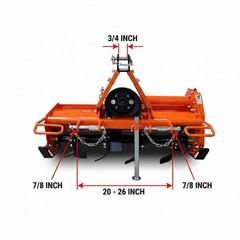 DeepKron 37″ 3-Point PTO Rotary Tiller Cat 1 Tractor 15-25HP 540RPM 16 L-Shaped