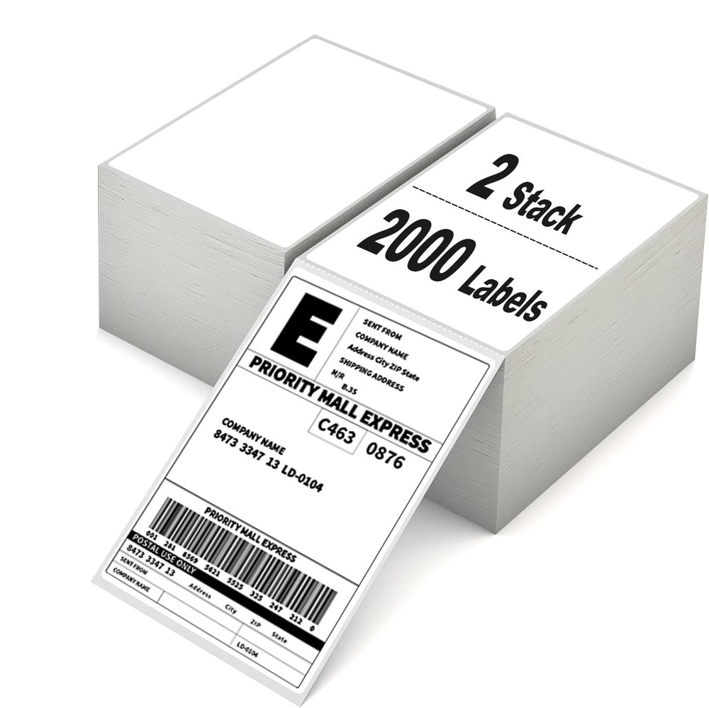 2000 4×6 Thermal Labels 1000/Stack, Thermal Labels 4×6 Fanfold with Rollo, Ze…
