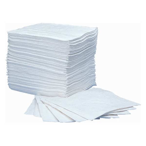 Oil Absorbent Pads 50 Pack Heavy Duty 12 Gal Polypropylene White 15×19 Inch