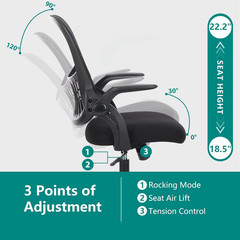 Silla oficina ejecutiva malla ergonomica respaldo medio ajustable soporte lumbar
