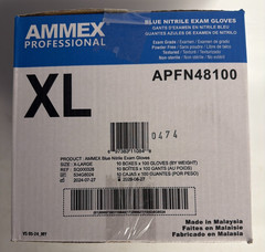 [NEW] (APFN48100) AMMEX Professional Blue Nitrile Exam Gloves, Powder-Free, XL