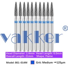 10pc Dental Diamond Burs for HighSpeed Handpiece Medium Super Fine Friction Grip