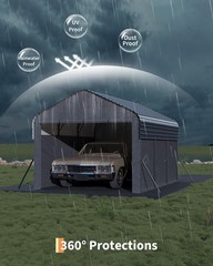 10×15 FT Metal Carport with Steel Frame &220 g Tarp, Outdoor Heavy Duty Shelter