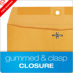 Quality Park 10 x 13 Clasp Envelopes, Gummed, 10 x 13, Kraft