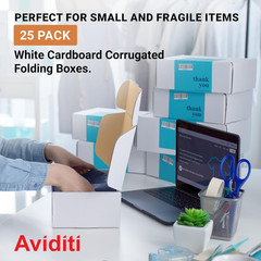 White Shipping Boxes 12″L X 4″W X 4″H, 25-Pack – White Box Crush-Proof Mailers f