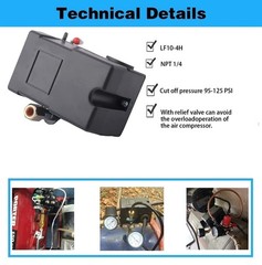 ❤️ 4 Port 95-125 PSI Universal Air Compressor Pressure Switch Control 1/4″ NPT