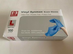 ( LOT OF 10 ) Basic Vinyl Synmax Exam Gloves ( 100 gloves each ) LARGE BMPF 3003