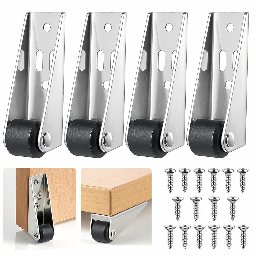 4 Pack Bedroom Door Sinking Repair Caster Wheels, 0.9 Inch Multifunctional Low P
