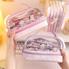 Bunny Pencil Pouch w/Handle Rabbit Kitten Bear Puppy Pen Case Cosmetic Bag Cl…