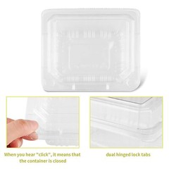 250 Pack-C57PST1 Clear 6″ Seal Hinged-Lid Plastic Containers For Food