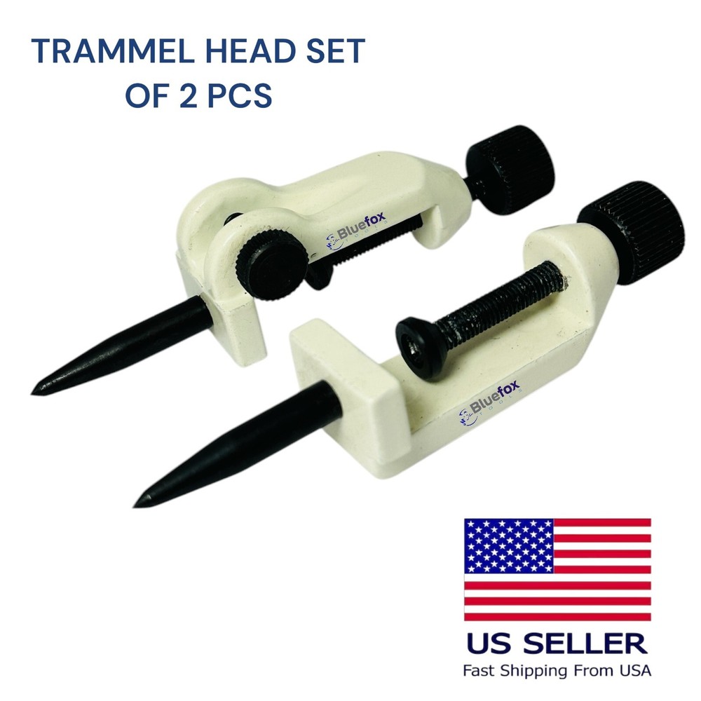 Bluefox Large Adjustable Trammel Head Set Beam Compass, Pencil Holders, Points