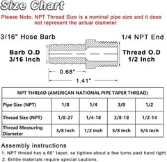 4pcs Brass Hose Barb Fittings 3/16 Hose Barb To 1/4 Npt Male Thread Air Hose Fi