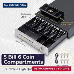 Volcora Cash Register Drawer for (POS) Point of Sale System 16″, Stainless Steel