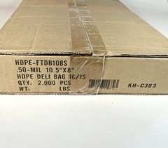 CASE OF 2000 Deli Saddle Pack Bags Extra Large HDPE Imprinted BLUE, 10 1/2” x 8”