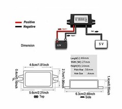12V (8-23V) In To 5V Out 3A 15W DC-DC Waterproof Converter Module Flying Leads