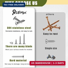 200PCS 304 Stainless Steel High Hardness Wood Screws Assortment Kit, 3 Sizes #8×