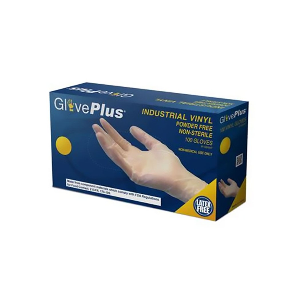 AMMEX GLOVEPLUS INDUSTRIAL GRADE POWDER FREE VINYL GLOVES – SMALL IVPF42100