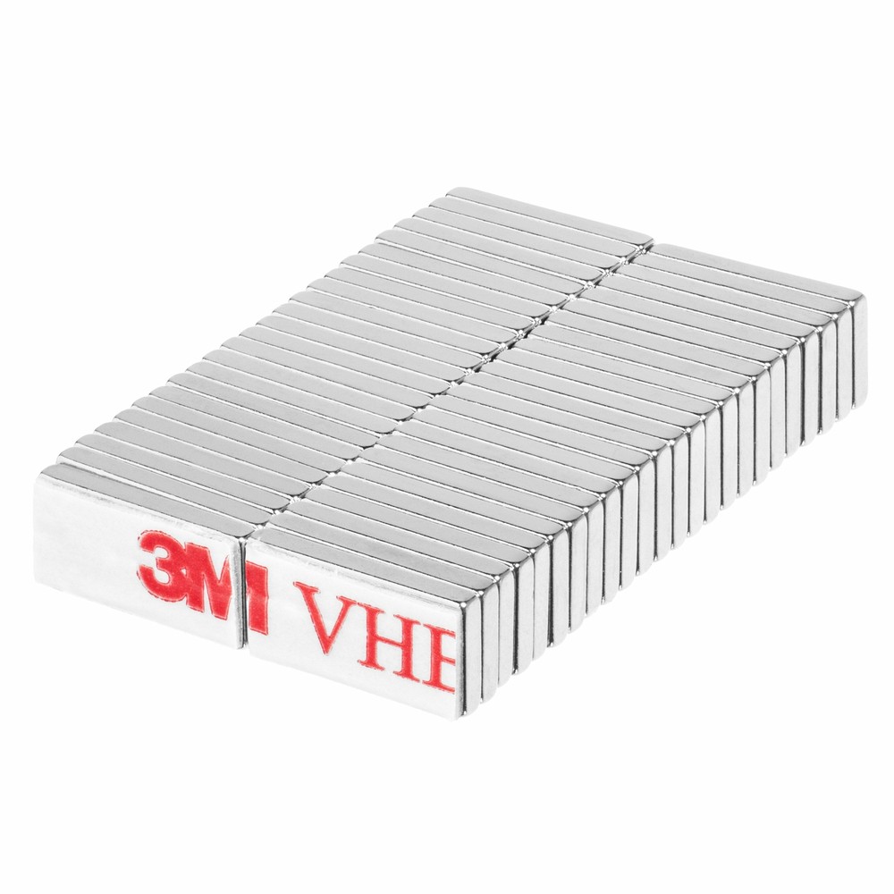 1/2 x 1/4 x 1/16 Inch Neodymium Block Magnets N42 with Adhesive (48 Pack)