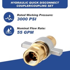 1″ NPT Wet-Line Wing Nut Hydraulic Quick Disconnect Coupler / Coupling Set