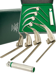 Premium McCoy Flexi-Tip Fiberoptic LED Laryngoscope Set Blades and Medium Handle