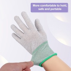 12Set ESD Anti-Static Gloves Carbon Fiber PU Protective Glove Medium Size Green