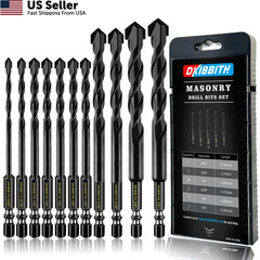 11-pc Masonry Drill Bits Carbide Concrete 11 Pack Multiple Sizes (5/32″-1/2″)