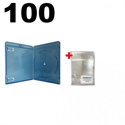 100 PREMIUM SLIM Blu-Ray Single Cases 7MM & 100 OPP Bags