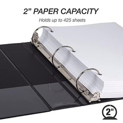 Samsill 4 Pack 2 Inch Black Three Ring Binder Durable Customizable Storage Bi…