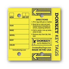 Car Dealer Key Tags (Laminated Self-Protecting) (250 Tags w/ Metal Rings)