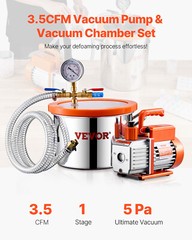1.5 Gallon Vacuum Chamber 3.5CFM Single Stage Pump Degassing Chamber Kit