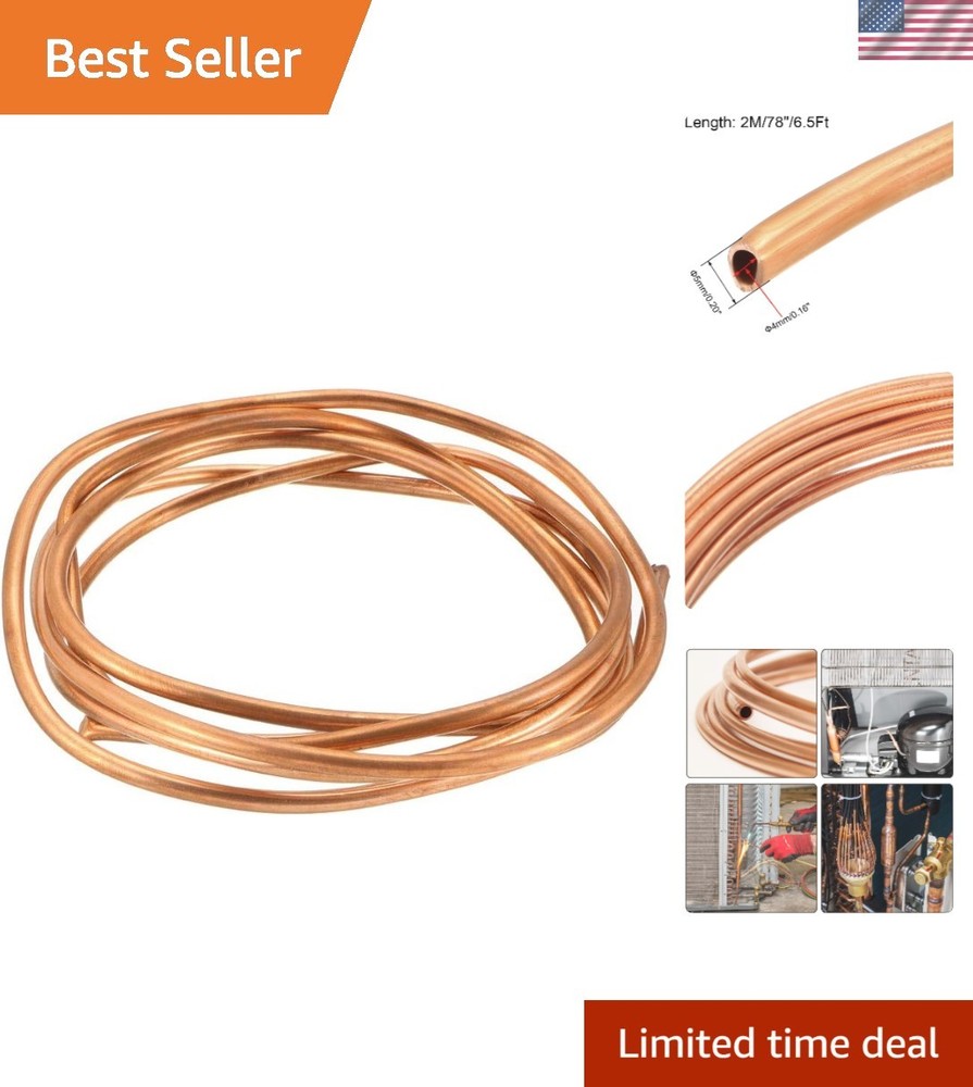 Durable 13/64″ OD Copper Refrigeration Tubing, 6.5 Ft Length for Reliability