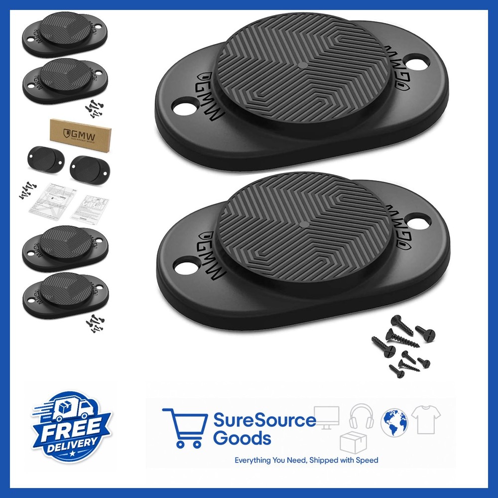 Gun Magnet Mounts 2-Pack with Screws Rubber Coated for Easy Installation Black
