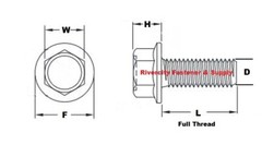 M6-1.0×25 Flange Bolts 6mm x 1.0 x 25mm Grade 10.9 Steel Screws M6x1.0 x 25