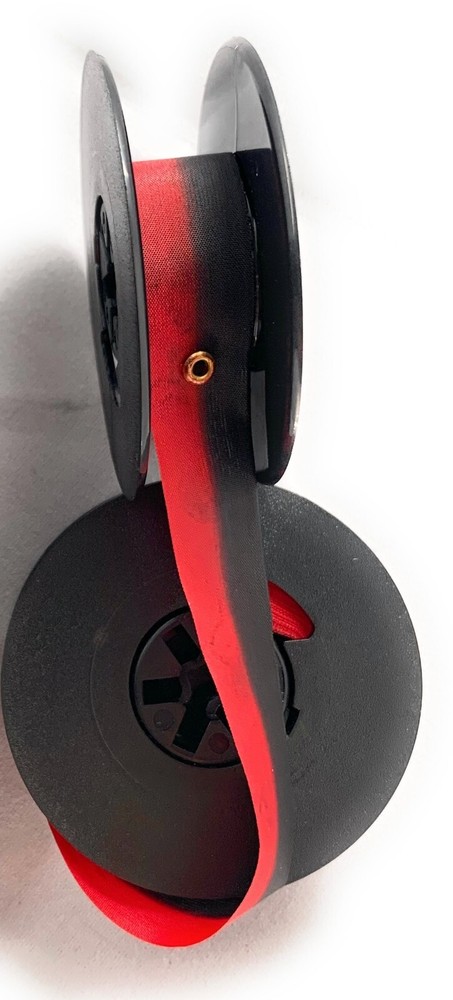 Black with Red Ribbon Universal Typewriter Ribbon with eyelets 2 Inch Spool