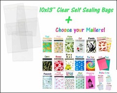 100 Pack, 50 Each 10×13″ Flat Poly Mailers & Clear Self Sealing Bags for Shirts
