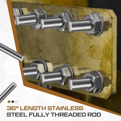 Blulu 4 Pcs 3/8″-16 Fully Threaded Rod, 36″ Length, 304 Stainless Steel Long …