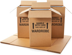 Sturdy Wardrobe Moving Boxes with Hanger Bar for Packing Clothes, Easy to Assemb