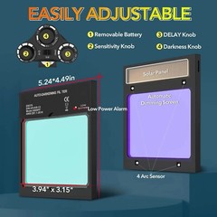 TRQWH True Color Welding Helmet Auto Darkening Solar Powered with 4 Sensors